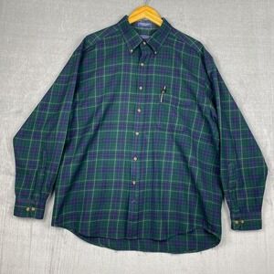 Vtg Pendleton Button Down Mens XL‎ Green Tartan Plaid 100% Virgin Worsted Wool